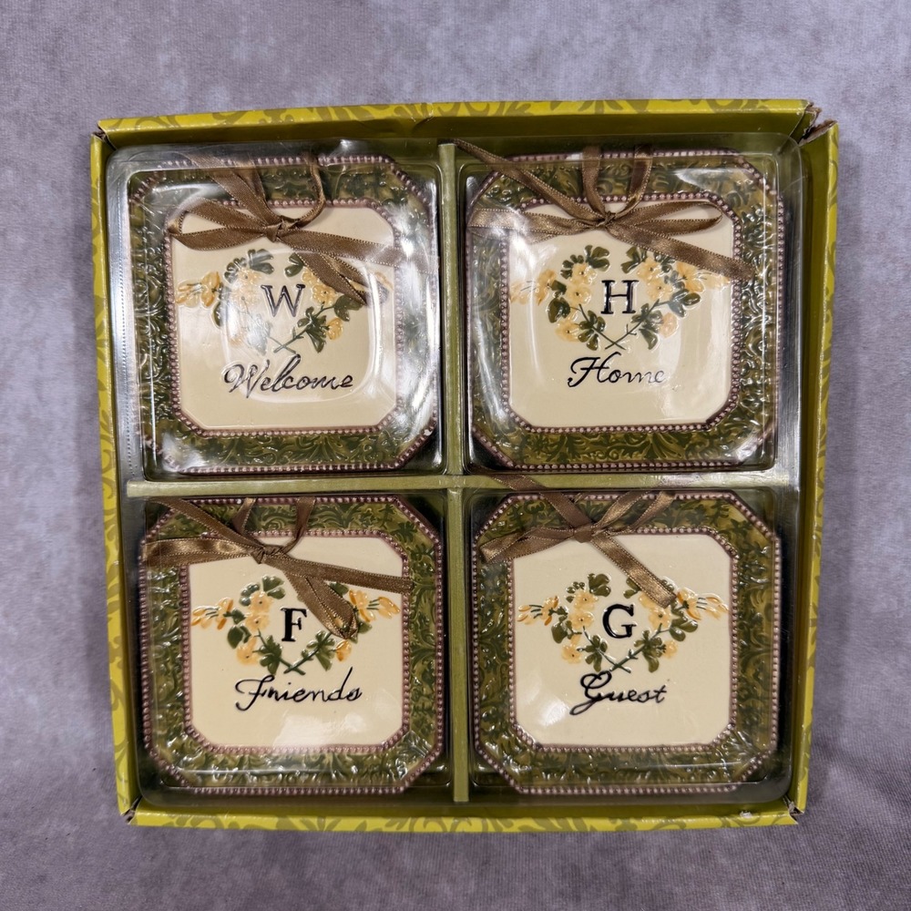 MWW Market Mini Plates Annie Danielson 4.5" Golden Bee Welcome Plates Vtg NIB